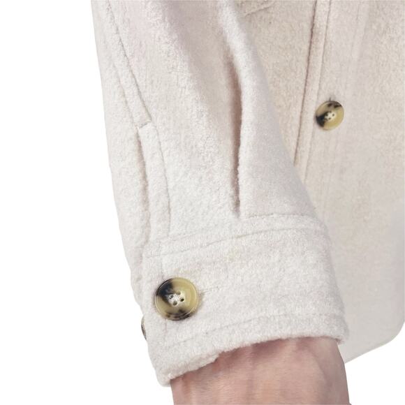 ARITZIA WILFRED FREE The Ganna Merino Wool Shirt Jacket in Heather Bone Size 2XS - Picture 6 of 8